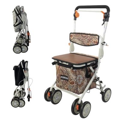 Mobiclinic®, Shopping Trolley with Seat, Mobility Walker, 21L, Coliseo, Walker for Adults, Foldable, Rollator, Trolley with Backrest, Shopping Trolley on Wheels, Bag Removable, Directional Locking