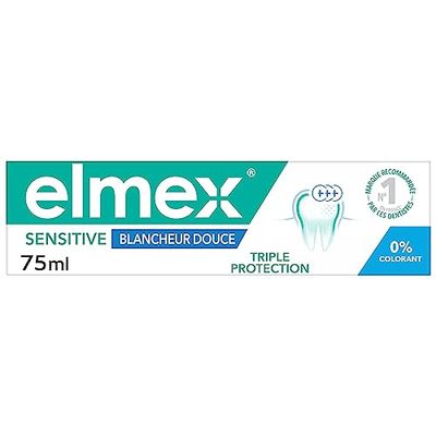 ELMEX - Dentifricio Elmex Sensitive Whitening Dolce 0% Coloranti - Denti sensibili, Gengive dolorose, Protezione dello smalto - 75 ml