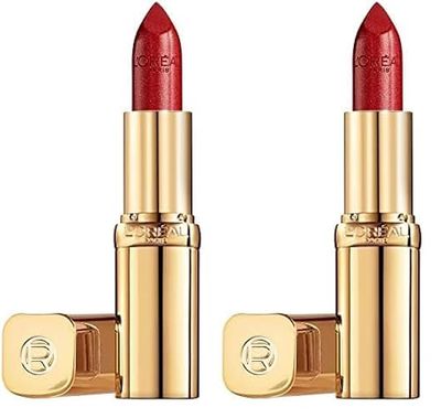 L'Oréal Paris Make Up Rossetto Lunga Durata Color Riche, Colore Pieno, Finish Satinato, 345 Cherry Crystal, Confezione da 2