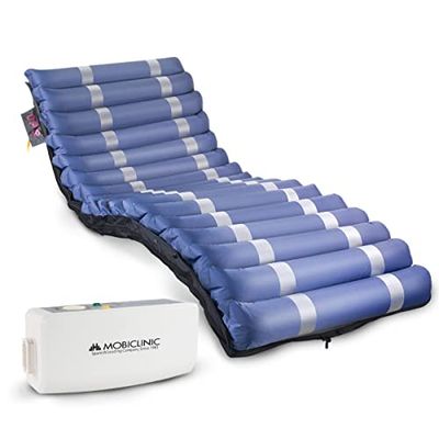 Mobiclinic® pro, Materasso antidecubito d'aria, 200x105x12.8, Mobi 3 plus, Larghezza 105 cm, Con compressore, 17 celle alternata, Per piaghe di i, Ii, Iii grado, Tpu nylon, Impermeabile, Blu