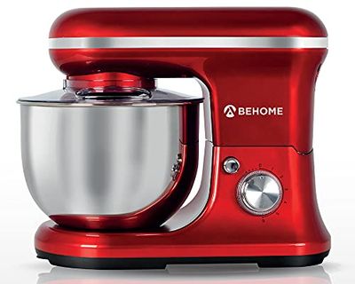 Behome Impastatrice Planetaria Professionale 5L Rosso | 6 Velocità, 2 fruste e 1 gancio per impastare