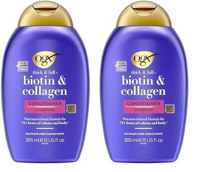 OGX Après-Shampoing à la Biotine et au Collagène pour Épaissir les Cheveux, 385 ml (Lot de 2)
