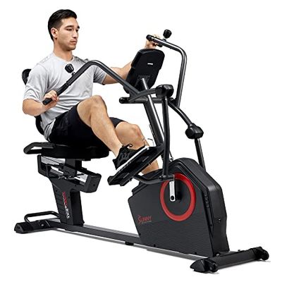 Sunny Health & Fitness Bicicleta elíptica de ejercicio elíptica reclinada electromagnética con ejercitadores de brazos, conectividad con la aplicación SunnyFit® - SF-RBE4886SMART
