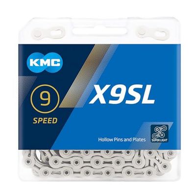 KMC Chain X9SL Silver, Nickel plated 9 speed 114, 1 pcs/box