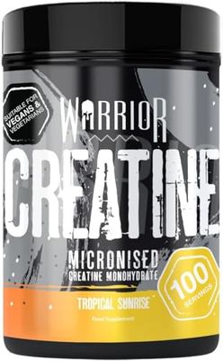 Warrior Creatine Monohydrate Powder – Micronised for Easy Mixing and Consumption – Proven to Improve Physical Performance/Recovery, 5g Servings (Tropical Sunrise, 500g)