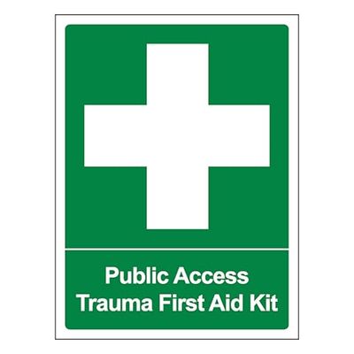 V Safety Public Access Trauma First Aid Kit Portrait 210 x 297 mm (A4) Panneau de sécurité en aluminium composite 3 mm