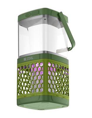 BE COOL Camping insektsbekämpare sol | 2-i-1 mygglampa med LED-ljus | USB och uppladdningsbar solenergi | 1 800 mAh batteri | 5 W effekt | inomhus och utomhus | 40 m² effekt | bärbar och vattentät