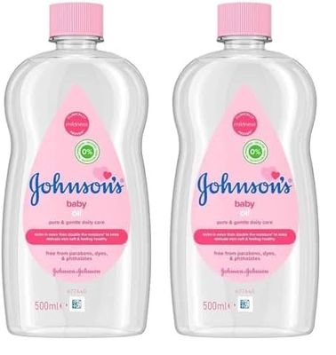 Johnson's Baby Baby Oil, Pink, 500 ml (Pack of 2)
