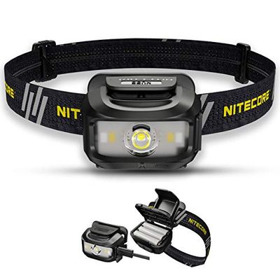 Nitecore NU35 Uppladdningsbar LED-pannlampa - Dual Power Hybrid - LED 460 lm - IP66 vattentät/rött ljus pannlampa ([svart])