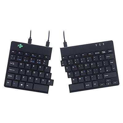 R-Go Tools Split Break Ergonomisch Toetsenbord, Gesplitste toetsenbord, Compact, Met pauze indicator, QWERTY (UK) Layout, Bedraad, Zwart