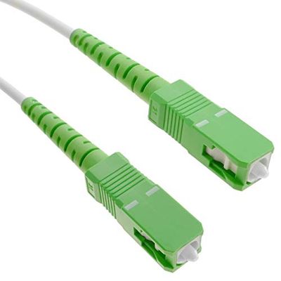 BeMatik FK84-VCFR Cabo de fibra ótica SC/APC para SC/APC (modo simples 9/125, de 3 m), branco-verde