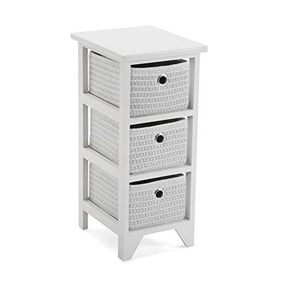 VERSA Ohai Mobile Bagno, Mobiletto Bagno Salvaspazio, Mobiletti, Cassettiera con 3 cassetti portaoggetti, Misure (A x L x l) 56 x 30 x 25 cm, Legno, Colore Bianco