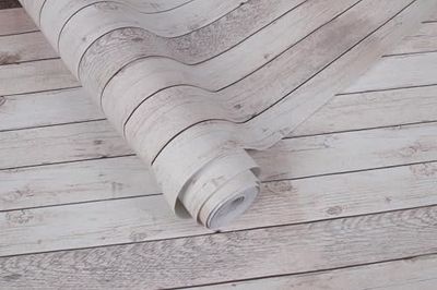 BUVU Lámina Adhesiva para Muebles, Aspecto de Madera, Papel Pintado Autoadhesivo, 45 cm x 300 cm, marrón, Vintage, a Rayas, Resistente al Agua, para Muebles, Paredes, armarios, mesas de Cocina