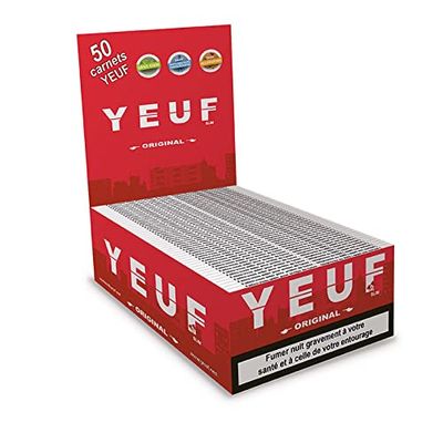 YEUF Papier à Cigarette Format Slim, Végétaux, Rouge et Blanc, 32 Unité (Lot de 50)