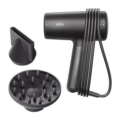 Secador de Cabello Braun HD4.2, Secador ligero de alto rendimiento con difusor y boquilla concentradora, Tecnología super IONTEC antiencrespamiento, 3 ajustes de tempetatura y 3 velocidades, BRHD425E