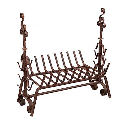 Biscottini Braciere in ferro battuto 98x59,5X90 cm - Bracere per camino interno ed esterno - Brraceri in ferroforgiato a mano