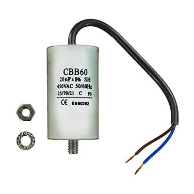 Paxanpax PLD054 Condensateur universel 20 uF, 20 MFD, 450 VAC, Câble 19 cm