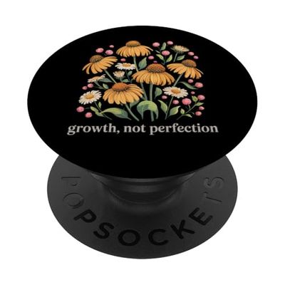 Salud Mental Crecimiento No Perfección Equinácea Amarilla PopSockets PopGrip Adhesivo