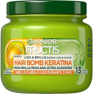 Garnier Maschera per capelli fortificante Fructis Smooth & Brilliant che leviga e nutre, con cheratina vegetale liquida e olio di argan - 320 ml