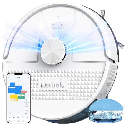 Lubluelu Robot Aspirapolvere Lavapavimenti con Mappatura 4500Pa a 5 Piani, Nuova Generazione Robot Lavapavimenti e Aspirapolvere, Robot Vacuum Mop 3 in 1 per Pavimento e Peli Animali (SL68W)