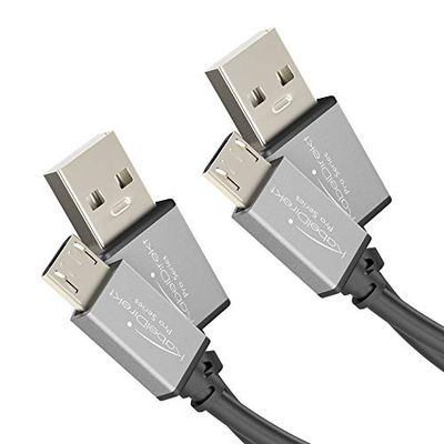 KabelDirekt Cavi Micro USB 2.0 – 2x 1m, cavo di carica e cavo dati High Speed, adatti per smartphone e tablet con porta micro USB, colore nero/space grey, PRO Series