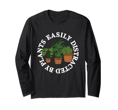 Facilmente distratto dagli amanti delle piante divertenti piante da giardiniere Maglia a Manica