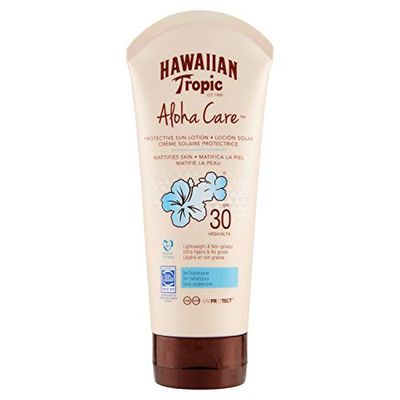 Hawaiian Tropic BODY Aloha Care SPF 30 - Crema Solar Fotoprotectora Sin Oxibenzona, Protección Alta, Sin Grasa y Matificante, 180 ml