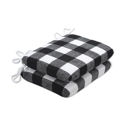 Pillow Perfect Anderson Lot de 2 Coussins de Chaise Mats d'extérieur et d'intérieur 47,7 x 39,5 x 7,6 cm, Noir