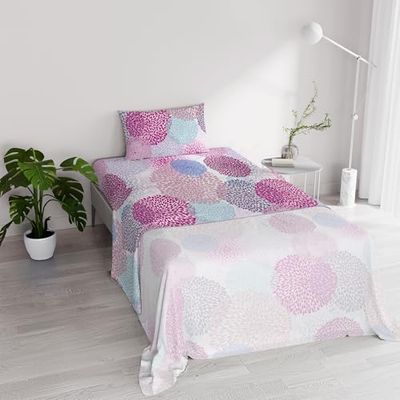 Beddengoedset voor eenpersoonsbed, katoen, river, gemaakt in Italië, hoeslaken, laken 90 x 200 cm en kussensloop met overslag (eenpersoonsbed, Loira)
