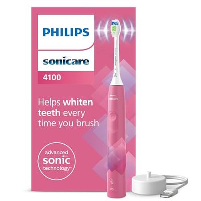 Philips Sonicare 4100 Electric Toothbrush, spazzolino sonico con due modalità, sensore di pressione e timer, Paradise Pink Prismatic, modello HX3689/41, Sonicare 4100, Pink