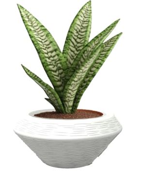 Kloris Vaso per Piante Ciotola da Giardino polietilene Diametro 60 cm Altezza 27 cm. Colore Bianco rigatura in Rilievo. Alta qualità Made in Italy