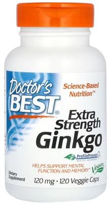 Doctor's Best - Extra Strength Ginkgo | 120 mg de Ginkgo Biloba pour une meilleure fonction cognitive - 120 capsules