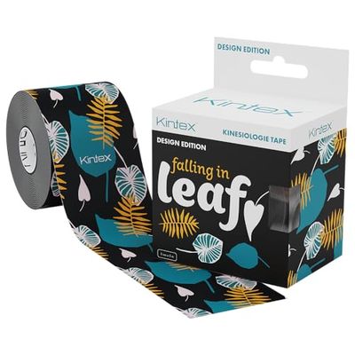 Kintex Kinesiology Tape Design Edition, 5 cm x 5 m, nastro kinesiologico impermeabile e delicato sulla pelle, nastro fisioterapico, nastro medico, nastro sportivo (Falling in Leaf)