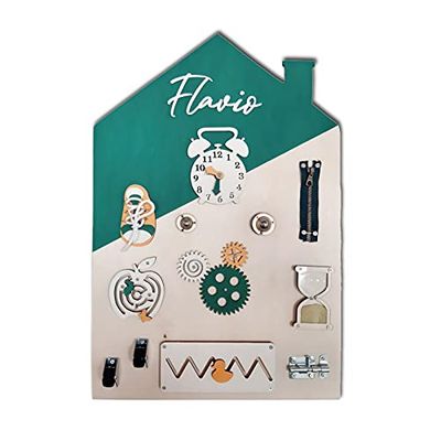 Pannello Sensoriale Montessori - Figherrimo.it - Busy Board - Tavola attività (Unisex) (Ocra)