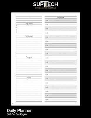 Daily Planner: 365 8.5" x 11" White Pages with Black Lines
