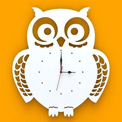 Orologio da parete Gufo Grande Dimensioni Decorazione Arredo Bianco Artigianale