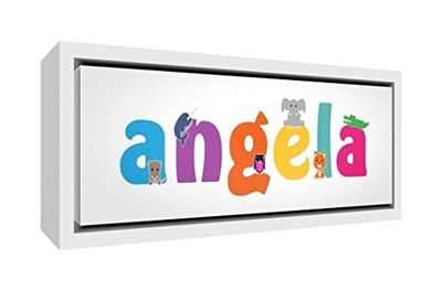 Little Helper Impression sur toile encadrée en bois blanc, dessin personnalisable avec nom de fille ange 25 x 63 x 3 cm multicolore