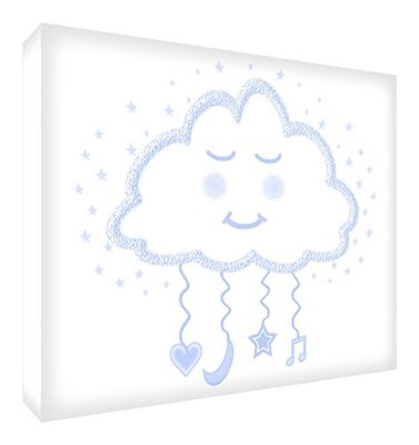 Feel Good Art – Bloc en bois blanc, décoration de chambre d'enfant, nuage de sommeil, 12,5 x 12,5 cm, couleur bleu pâle