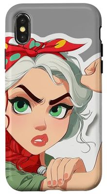 Femme Forte avec Foulard Rouge Coque pour iPhone X/XS
