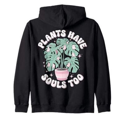 Cute Ghost Plant Kawaii Aesthetic Cottagecore Zip Hoodie