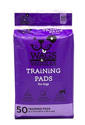 Wags & Wiggles Lot de 50 Tapis d'entraînement pour Chiens | Tapis Pipi pour Chiens | Fournitures pour Chiens et Chiots, Blanc, 53,3 x 53,3 cm