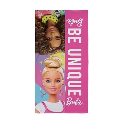 Character World Asciugamano ufficiale Barbie | Super morbido al tatto, design fresco | perfetto per casa, bagno, spiaggia e piscina | 100% cotone, taglia unica 140 cm x 70 cm, rosa