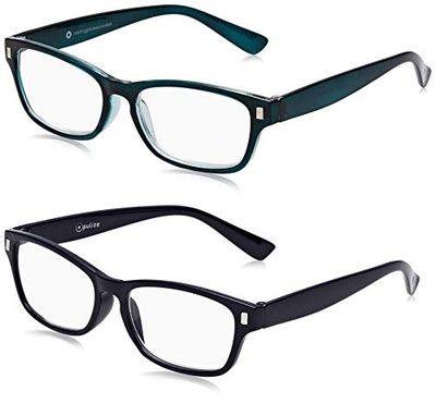 The Reading Glasses Company Óculos de leitura azul escuro água-marinha leitores valor pack 2 homens mulheres Rr77-3Q 3,50 2 unidades 58 g