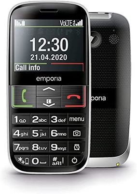 Emporia ACTIVE4g - Telefono Cellulare 4G per Anziani, Volume alto, Display 2.31" a colori, Tasti Grandi, Tasto SOS, Basetta di ricarica, Fotocamera, Bluetooth, Black (Italia)