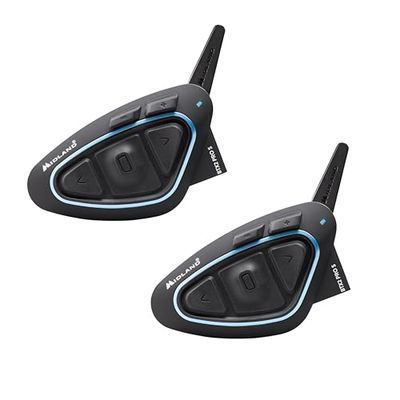 Midland - Intercom Moto Duo pour 2 Casques BTX2 Pro S LR Twin Universal, Écouteurs Bluetooth sans Fil Casque Moto Étanche IPX6 Double Processeur BT 1,6Km, 4 Couple, Batterie 23H Anti Bruit Audio Hi-Fi