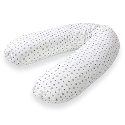 Traeumeland T040833 białe z szarymi gwiazdami poduszki do karmienia, 180 cm, kolor muli