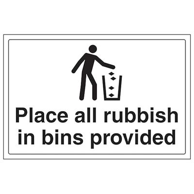 V Safety Place Rubbish In Bins Provided Grand paysage 400 x 300 mm Panneau de sécurité en aluminium composite 3 mm