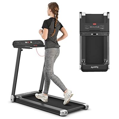 COSTWAY Loopband inklapbaar, elektrische wandelpad voor thuis, 0,75 pk elektromotor, 3 modi en 12 programma's, led-display, snelheid 0-12 km/u, app-gecontroleerd, bluetooth-luidspreker