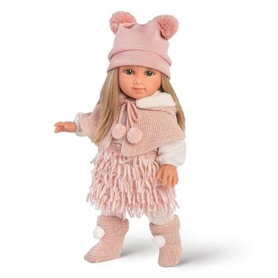 Llorens Boneca Elena LL53525 com cabelo loiro e olhos azuis, boneca da moda com corpo suave, inclui fato moderno, 35 cm