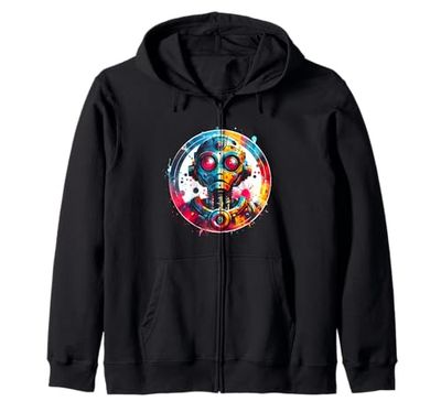 Robot Robotics Engineer Shirt Retro Vintage Robot Funny AI Zip Hoodie